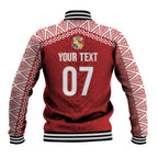 Mate Ma'a Tonga Rugby Custom Kupesi Motifs Baseball Jacket Red Waves