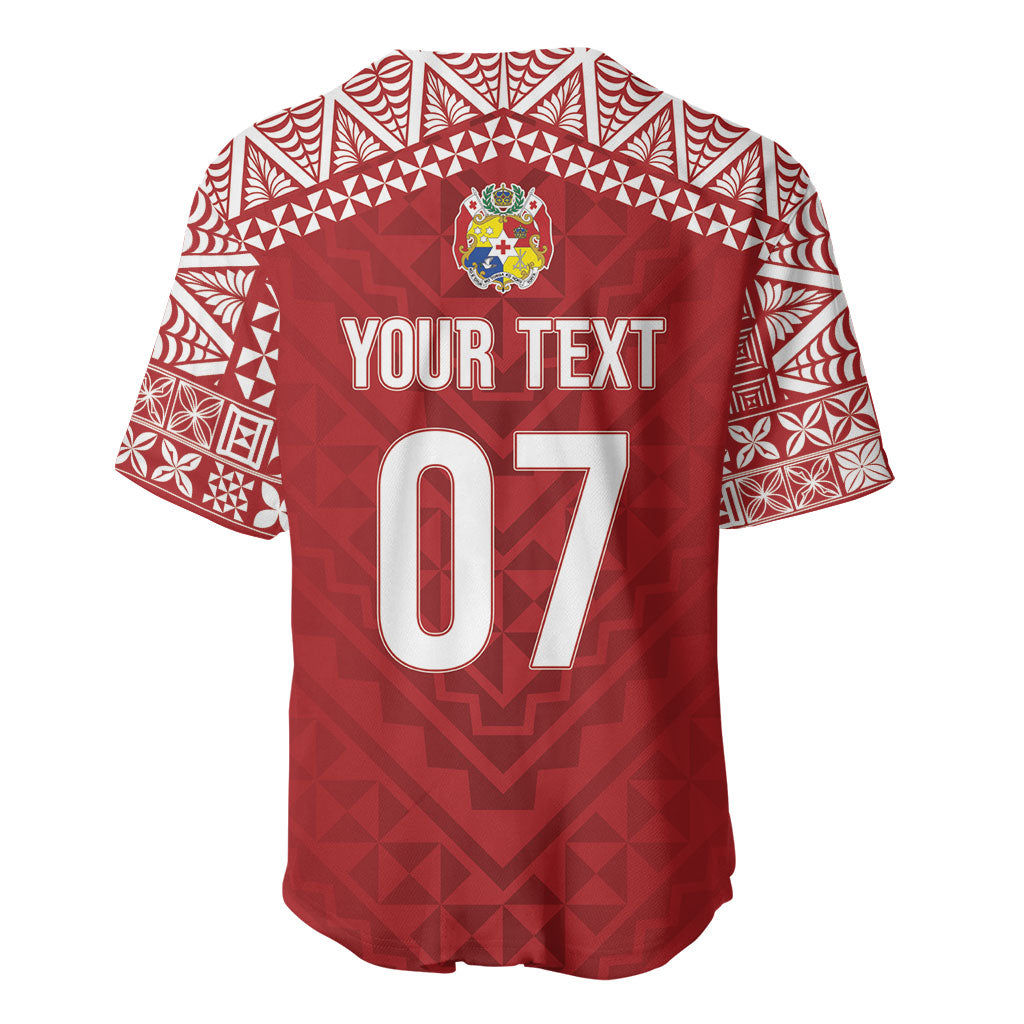 Mate Ma'a Tonga Rugby Custom Kupesi Motifs Baseball Jersey Red Waves