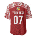 Mate Ma'a Tonga Rugby Custom Kupesi Motifs Baseball Jersey Red Waves