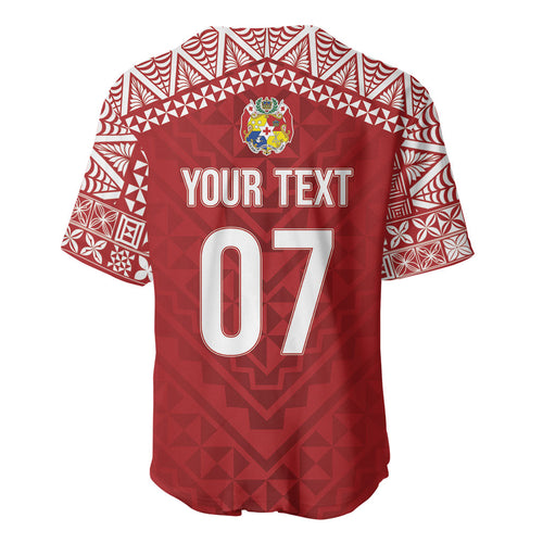 Mate Ma'a Tonga Rugby Custom Kupesi Motifs Baseball Jersey Red Waves
