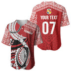 Mate Ma'a Tonga Rugby Custom Kupesi Motifs Baseball Jersey Red Waves