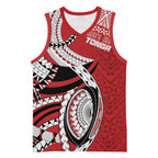 Mate Ma'a Tonga Rugby Custom Kupesi Motifs Basketball Jersey Red Waves