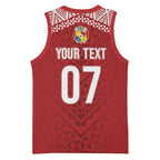 Mate Ma'a Tonga Rugby Custom Kupesi Motifs Basketball Jersey Red Waves