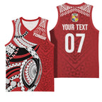 Mate Ma'a Tonga Rugby Custom Kupesi Motifs Basketball Jersey Red Waves