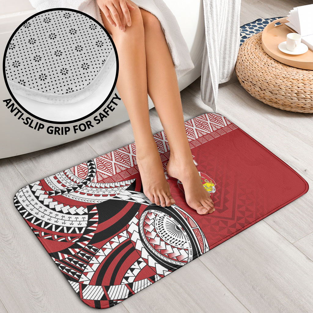 Mate Ma'a Tonga Rugby Kupesi Motifs Bathroom Set Red Waves