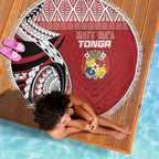 Mate Ma'a Tonga Rugby Kupesi Motifs Beach Blanket Red Waves