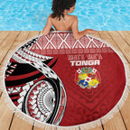 Mate Ma'a Tonga Rugby Kupesi Motifs Beach Blanket Red Waves