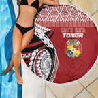 Mate Ma'a Tonga Rugby Kupesi Motifs Beach Blanket Red Waves