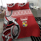 Mate Ma'a Tonga Rugby Kupesi Motifs Bedding Set Red Waves