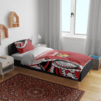 Mate Ma'a Tonga Rugby Kupesi Motifs Bedding Set Red Waves