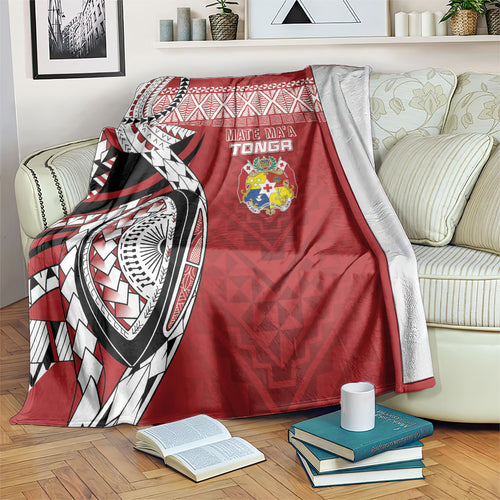 Mate Ma'a Tonga Rugby Kupesi Motifs Blanket Red Waves