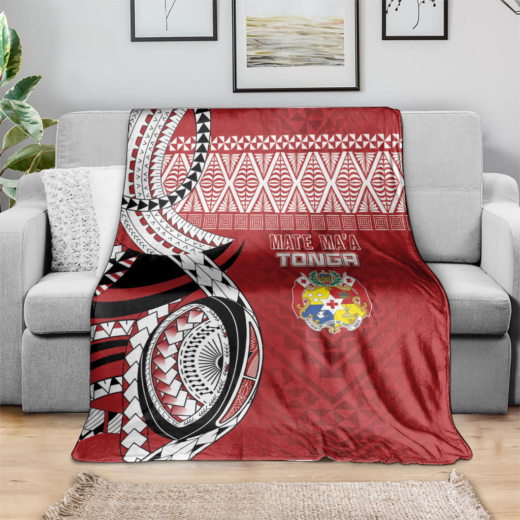 Mate Ma'a Tonga Rugby Kupesi Motifs Blanket Red Waves