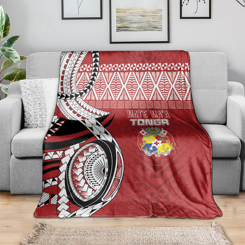 Mate Ma'a Tonga Rugby Kupesi Motifs Blanket Red Waves