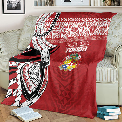 Mate Ma'a Tonga Rugby Kupesi Motifs Blanket Red Waves