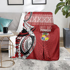 Mate Ma'a Tonga Rugby Kupesi Motifs Blanket Red Waves