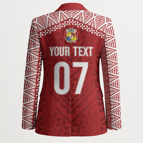 Mate Ma'a Tonga Rugby Custom Kupesi Motifs Blazer Red Waves