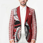 Mate Ma'a Tonga Rugby Custom Kupesi Motifs Blazer Red Waves