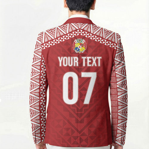 Mate Ma'a Tonga Rugby Custom Kupesi Motifs Blazer Red Waves
