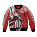 Mate Ma'a Tonga Rugby Custom Kupesi Motifs Bomber Jacket Red Waves