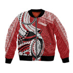 Mate Ma'a Tonga Rugby Custom Kupesi Motifs Bomber Jacket Red Waves