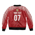 Mate Ma'a Tonga Rugby Custom Kupesi Motifs Bomber Jacket Red Waves
