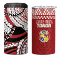 Mate Ma'a Tonga Rugby Kupesi Motifs 4 in 1 Can Cooler Tumbler Red Waves