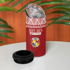 Mate Ma'a Tonga Rugby Kupesi Motifs 4 in 1 Can Cooler Tumbler Red Waves