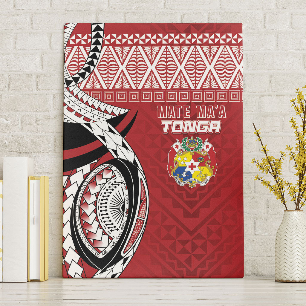 Mate Ma'a Tonga Rugby Kupesi Motifs Canvas Wall Art Red Waves