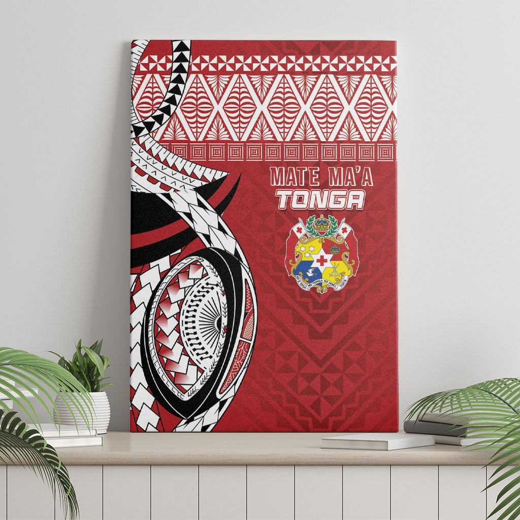 Mate Ma'a Tonga Rugby Kupesi Motifs Canvas Wall Art Red Waves