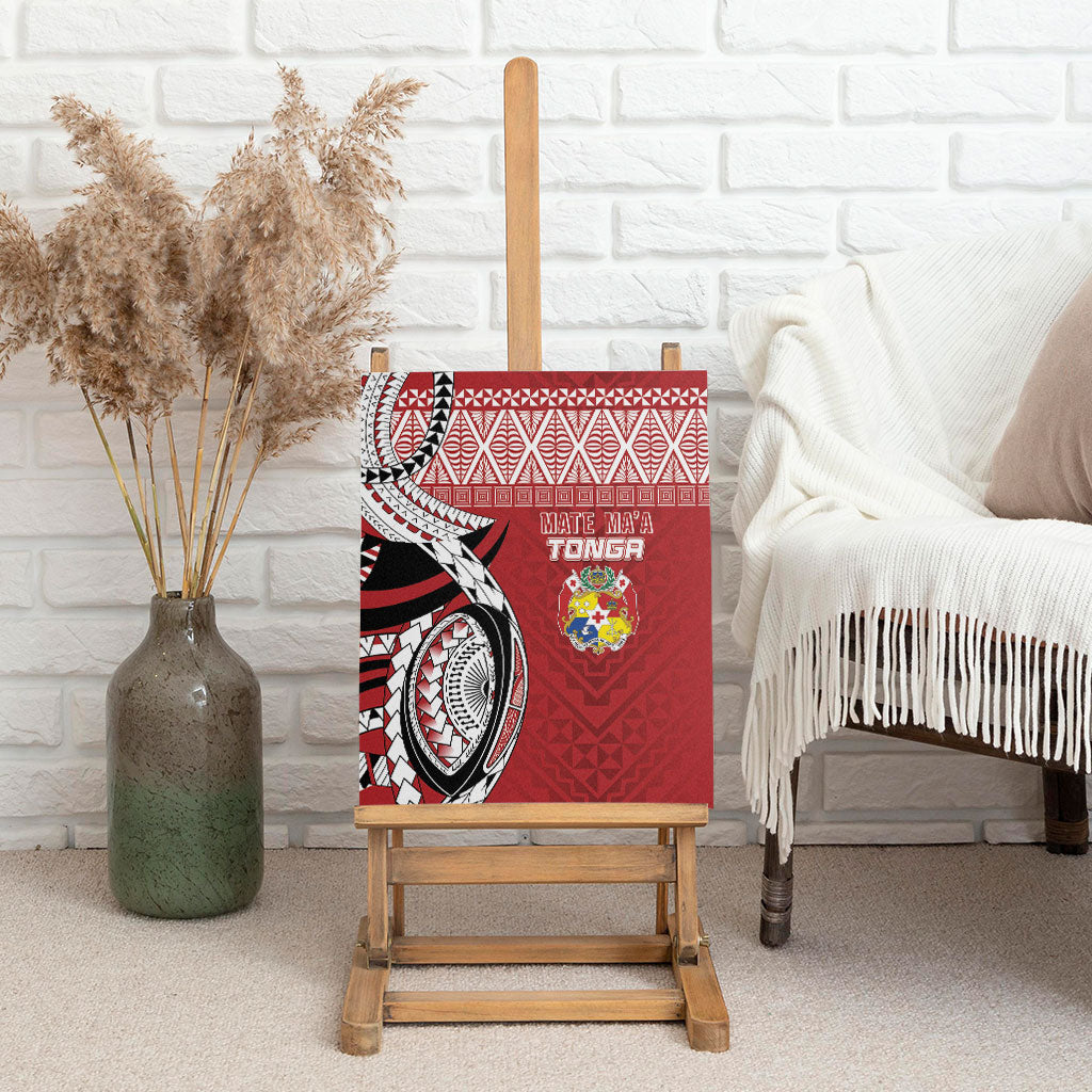 Mate Ma'a Tonga Rugby Kupesi Motifs Canvas Wall Art Red Waves