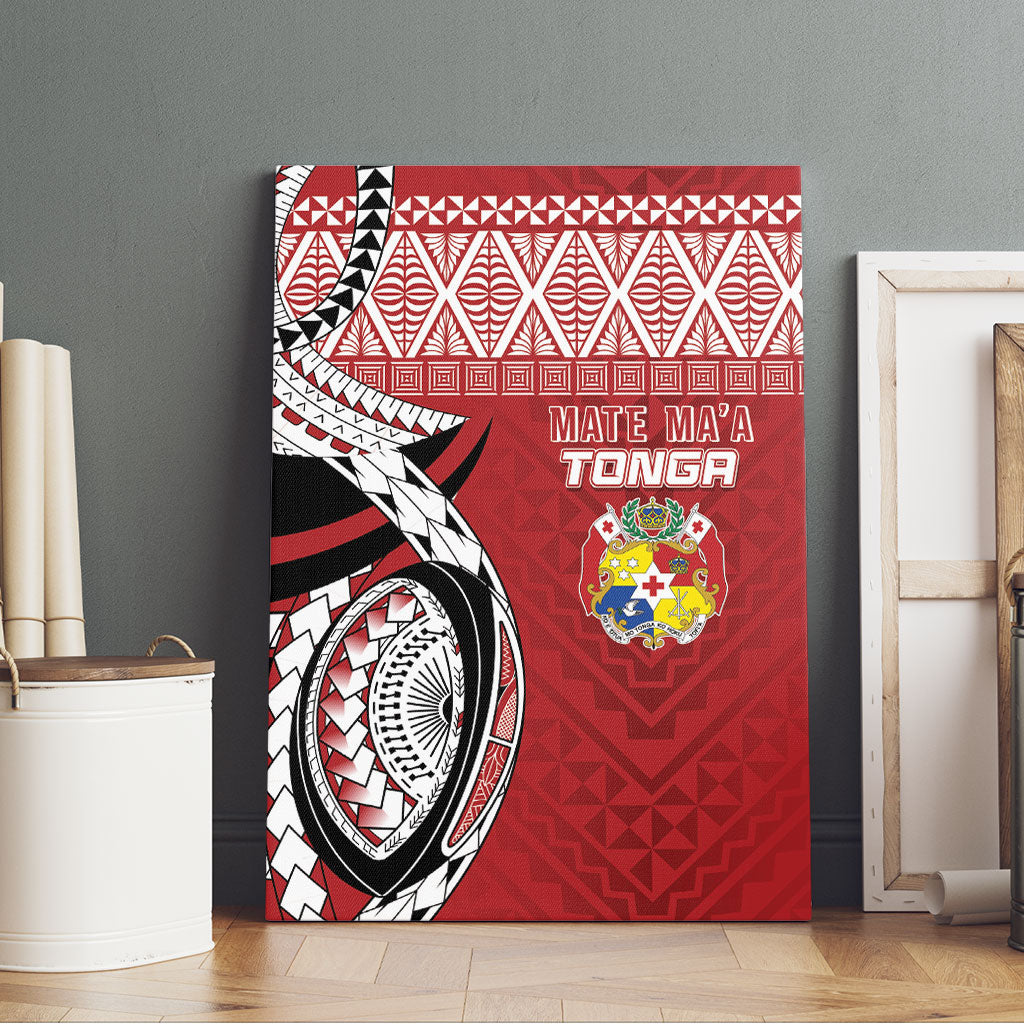 Mate Ma'a Tonga Rugby Kupesi Motifs Canvas Wall Art Red Waves