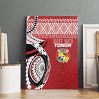 Mate Ma'a Tonga Rugby Kupesi Motifs Canvas Wall Art Red Waves