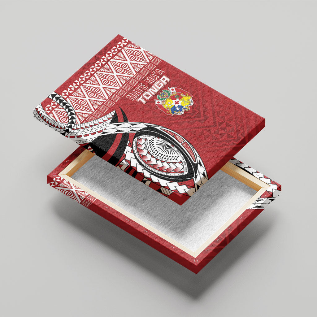 Mate Ma'a Tonga Rugby Kupesi Motifs Canvas Wall Art Red Waves