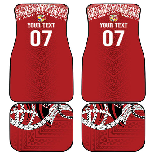Mate Ma'a Tonga Rugby Custom Kupesi Motifs Car Mats Red Waves
