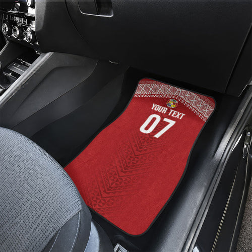 Mate Ma'a Tonga Rugby Custom Kupesi Motifs Car Mats Red Waves