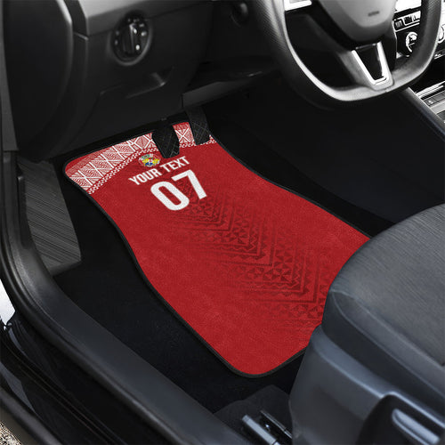 Mate Ma'a Tonga Rugby Custom Kupesi Motifs Car Mats Red Waves