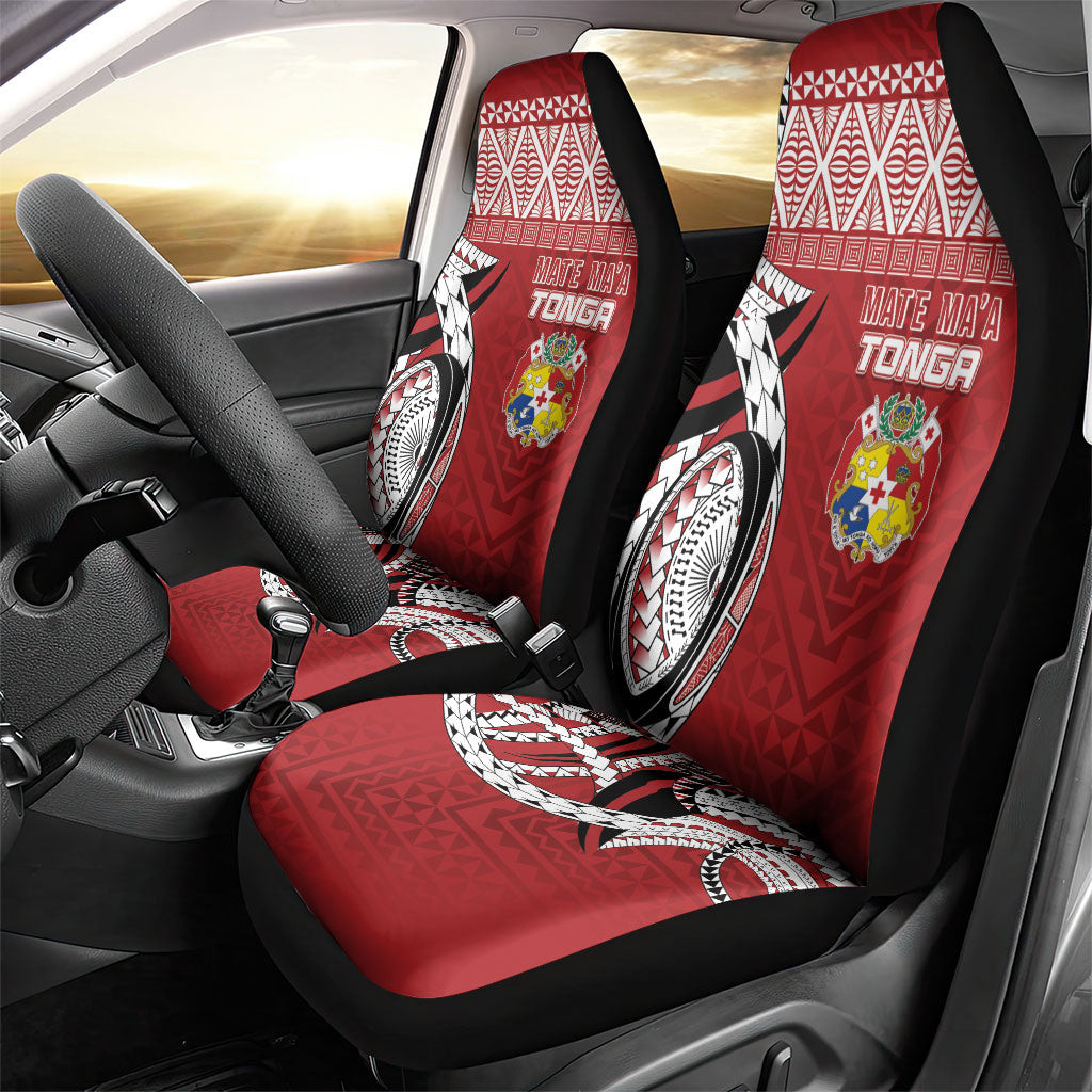 Mate Ma'a Tonga Rugby Kupesi Motifs Car Seat Cover Red Waves