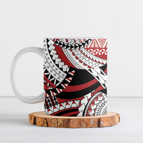 Mate Ma'a Tonga Rugby Kupesi Motifs Ceramic Mug Red Waves