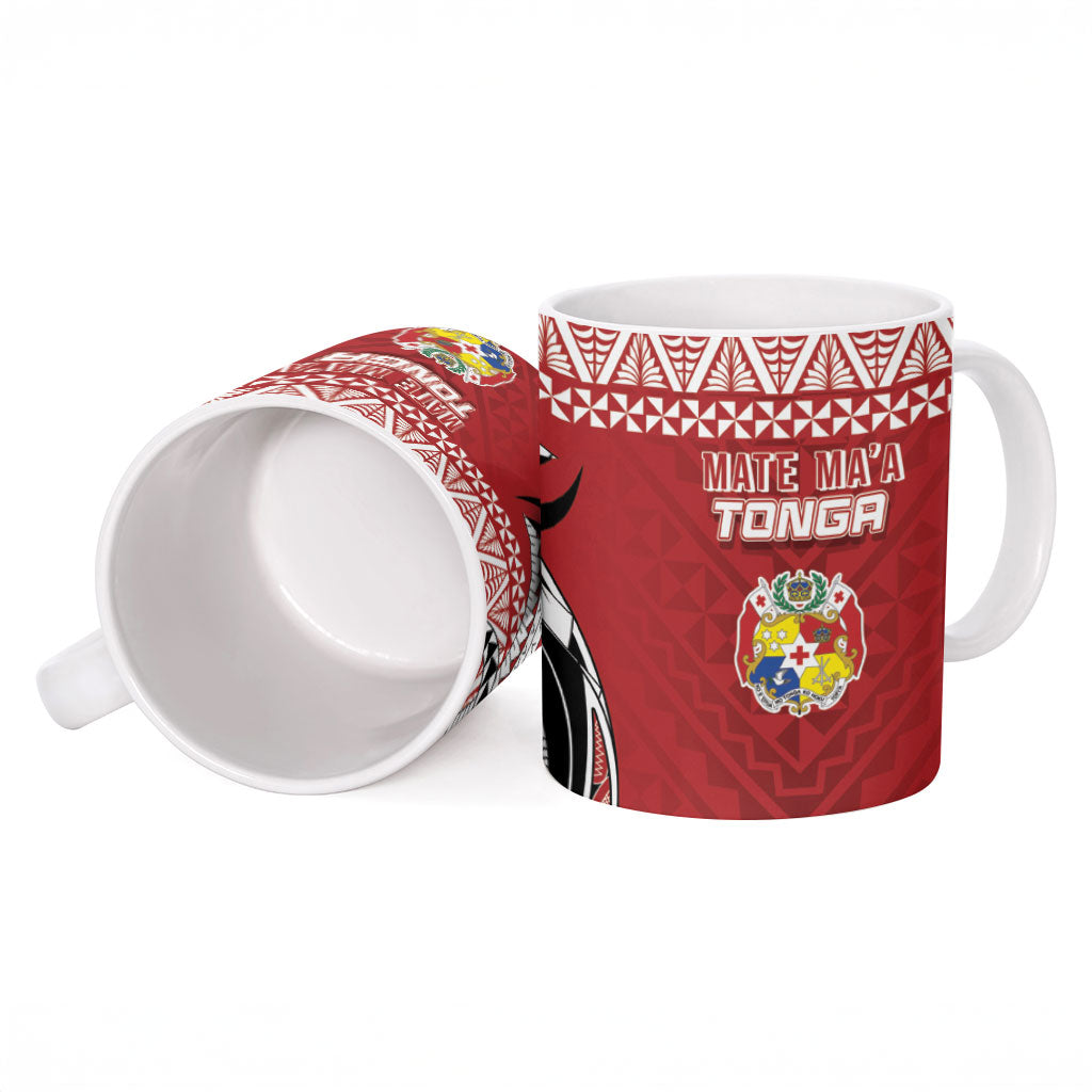 Mate Ma'a Tonga Rugby Kupesi Motifs Ceramic Mug Red Waves