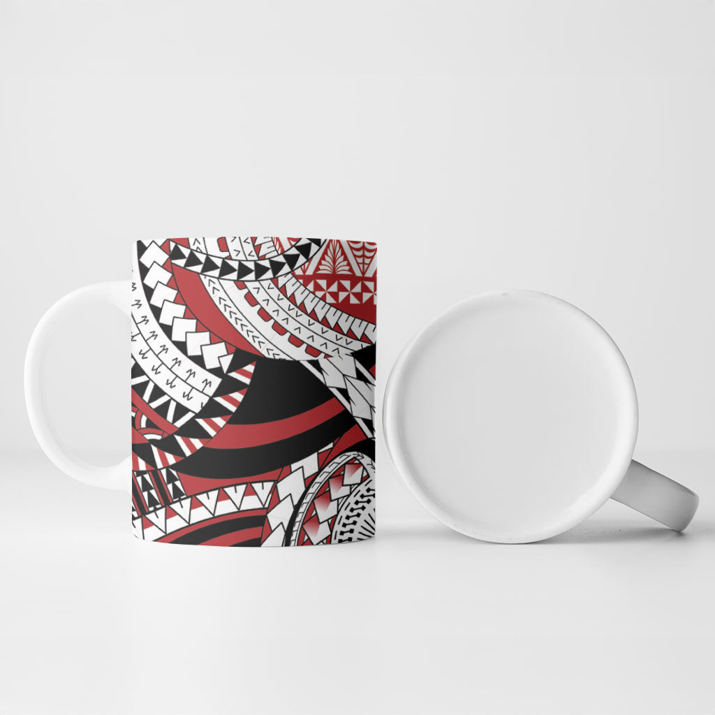 Mate Ma'a Tonga Rugby Kupesi Motifs Ceramic Mug Red Waves
