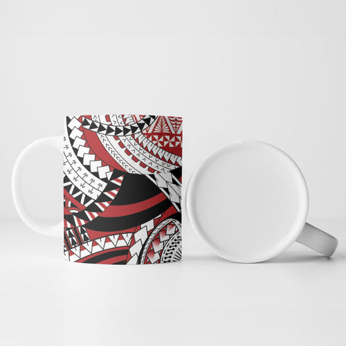Mate Ma'a Tonga Rugby Kupesi Motifs Ceramic Mug Red Waves