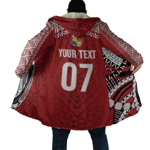 Mate Ma'a Tonga Rugby Custom Kupesi Motifs Cloak Red Waves