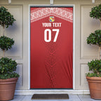 Mate Ma'a Tonga Rugby Custom Kupesi Motifs Door Cover Red Waves