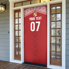 Mate Ma'a Tonga Rugby Custom Kupesi Motifs Door Cover Red Waves
