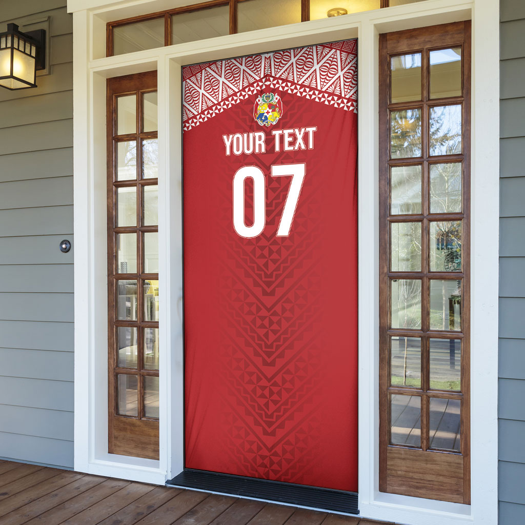Mate Ma'a Tonga Rugby Custom Kupesi Motifs Door Cover Red Waves