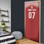 Mate Ma'a Tonga Rugby Custom Kupesi Motifs Door Cover Red Waves