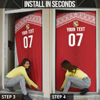 Mate Ma'a Tonga Rugby Custom Kupesi Motifs Door Cover Red Waves