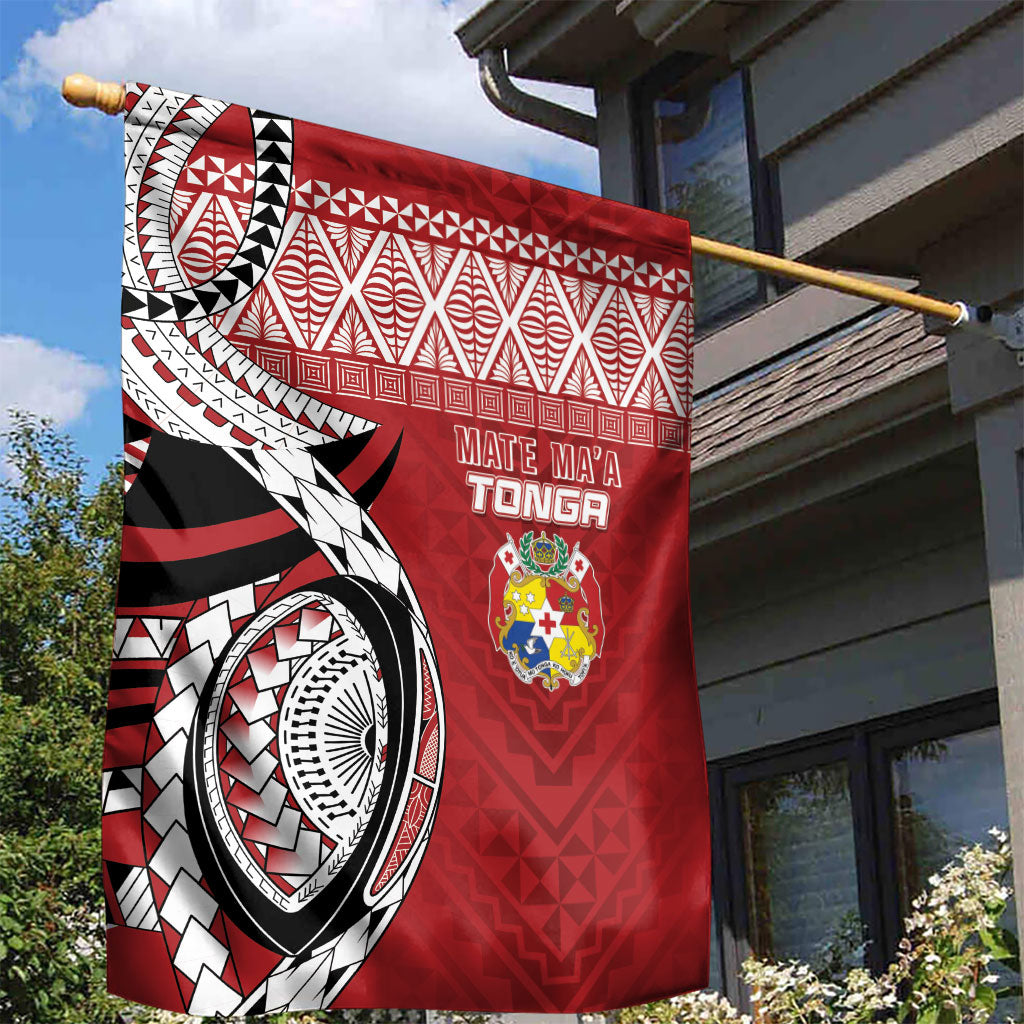 Mate Ma'a Tonga Rugby Kupesi Motifs Garden Flag Red Waves