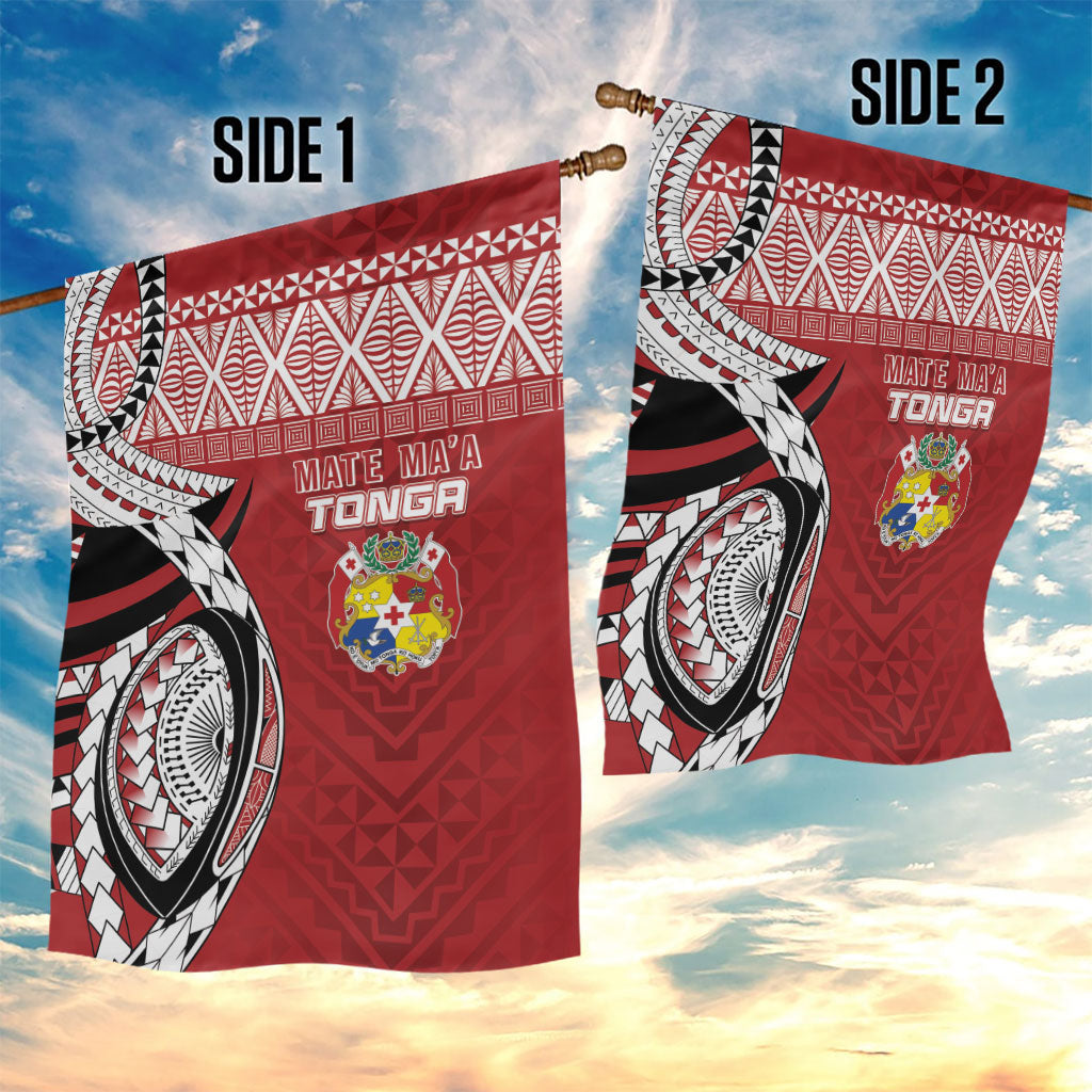 Mate Ma'a Tonga Rugby Kupesi Motifs Garden Flag Red Waves