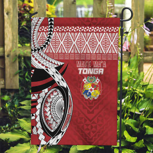 Mate Ma'a Tonga Rugby Kupesi Motifs Garden Flag Red Waves